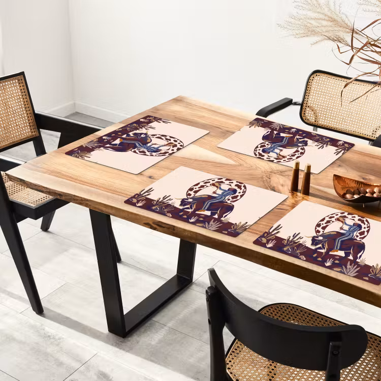 Placemat - 6 stuks - Mensen - Dieren - Cowboy - Abstract - Kleurrijk — 5