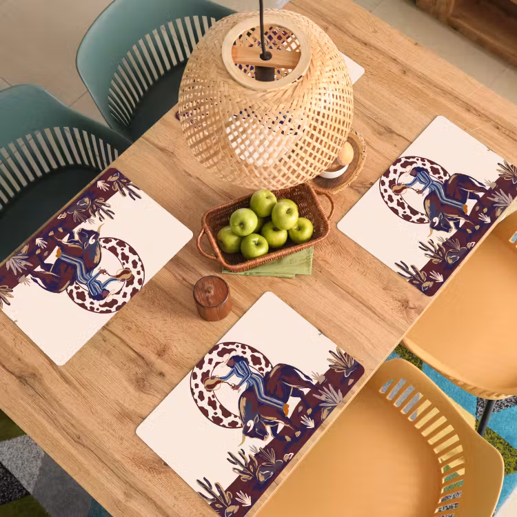 Placemat - 6 stuks - Mensen - Dieren - Cowboy - Abstract - Kleurrijk — 6