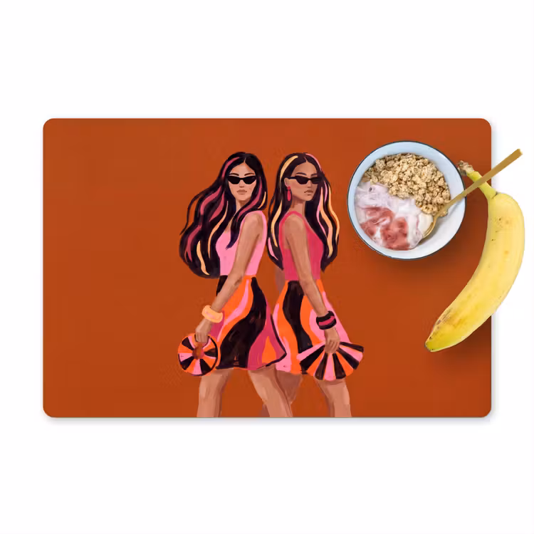 Placemat - 6 stuks - Mensen - Duo - Mode - Illustratie - Kleurrijk — 1