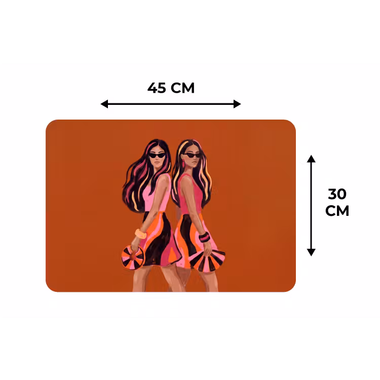 Placemat - 6 stuks - Mensen - Duo - Mode - Illustratie - Kleurrijk — 3