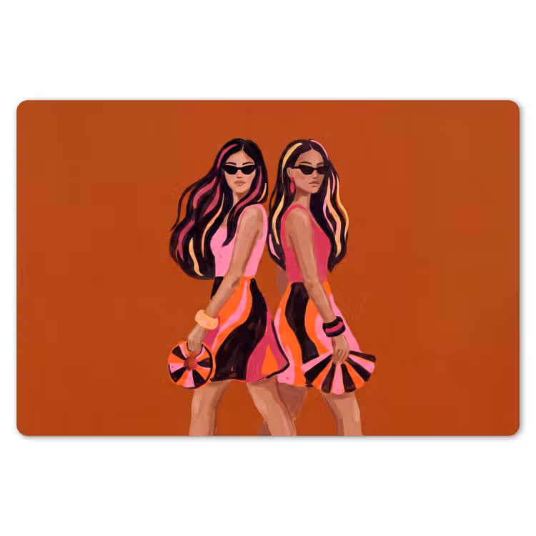 Placemat - 6 stuks - Mensen - Duo - Mode - Illustratie - Kleurrijk — 7