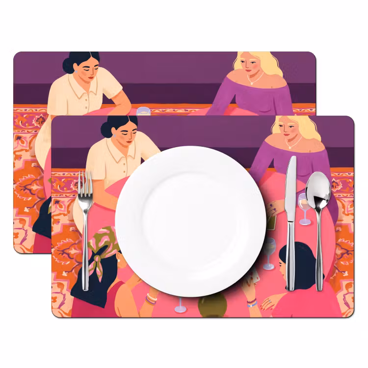 Placemat - 6 stuks - Mensen - Kaartspel - Interieur - Modern - Kleurrijk — 2