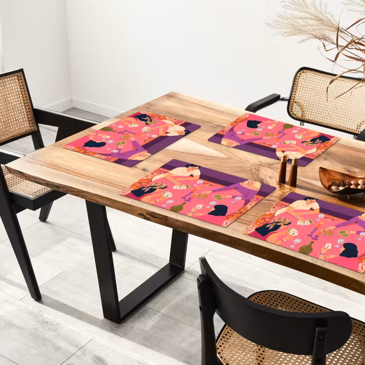 Placemat - 6 stuks - Mensen - Kaartspel - Interieur - Modern - Kleurrijk — 5