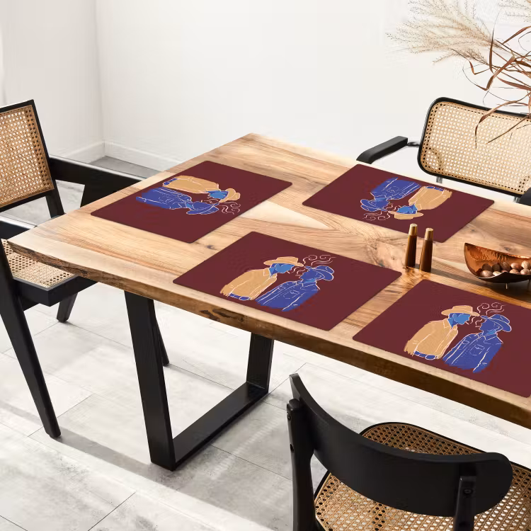 Placemat - 6 stuks - Mensen - Profiel - Sigaret - Abstract - Kunst — 5