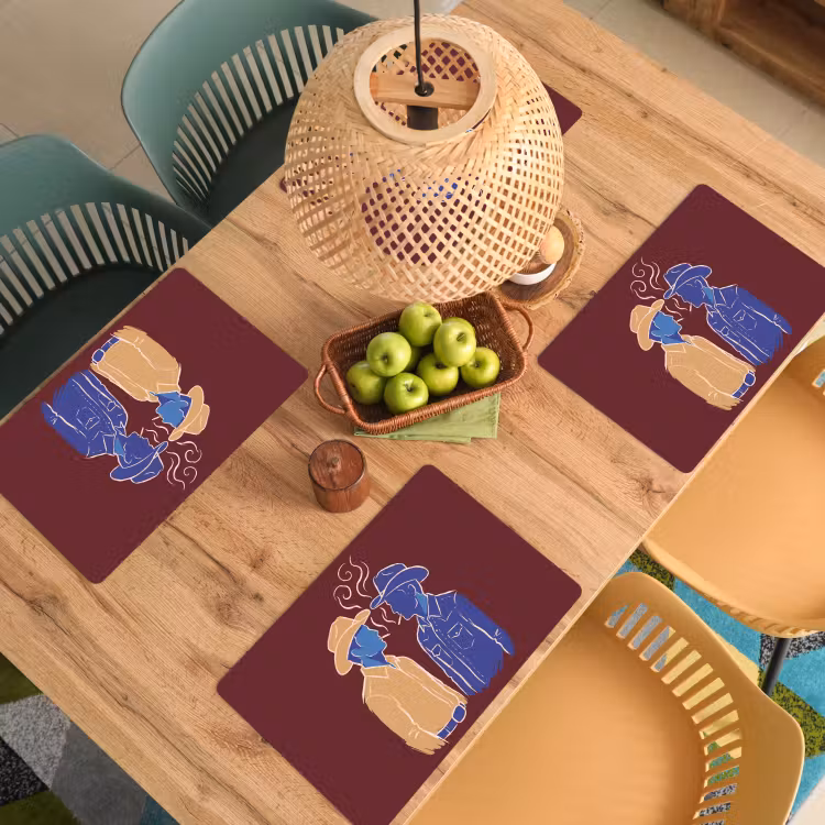 Placemat - 6 stuks - Mensen - Profiel - Sigaret - Abstract - Kunst — 6