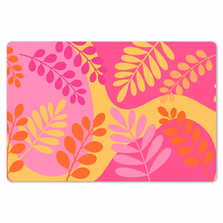 Placemat - 6 stuks - Natuur - Bladeren - Abstract - Roze - Geel — 7