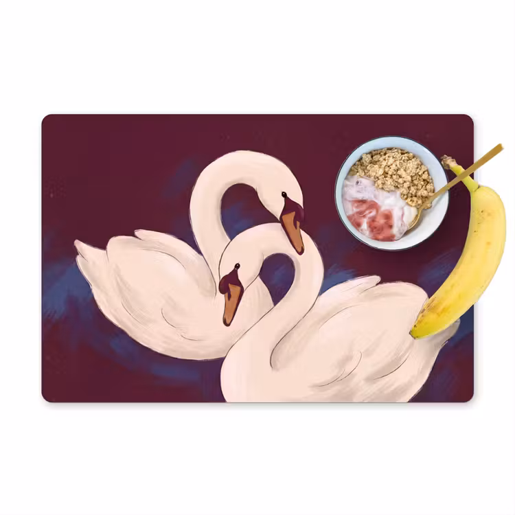 Placemat - 6 stuks - Vogel - Koppel - Liefde - Abstract - Wit — 1