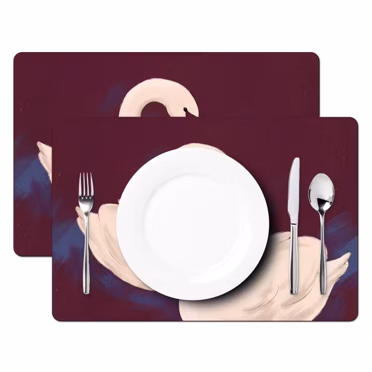 Placemat - 6 stuks - Vogel - Koppel - Liefde - Abstract - Wit — 2