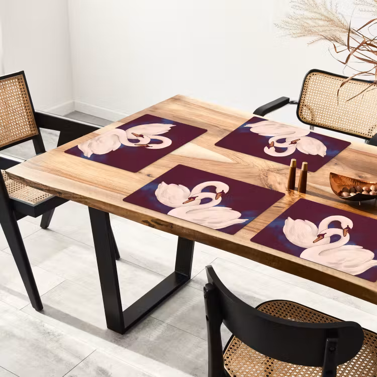 Placemat - 6 stuks - Vogel - Koppel - Liefde - Abstract - Wit — 5
