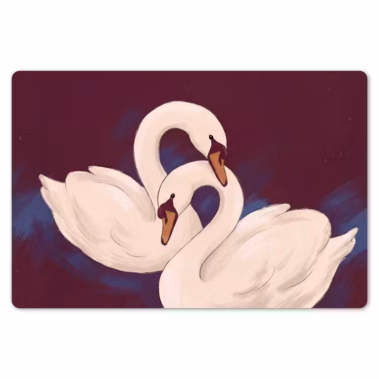 Placemat - 6 stuks - Vogel - Koppel - Liefde - Abstract - Wit — 7