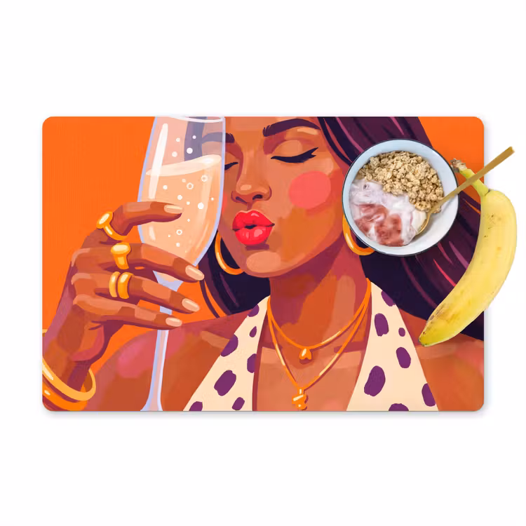 Placemat - 6 stuks - Vrouw - Champagne - Feest - Modern - Oranje — 1