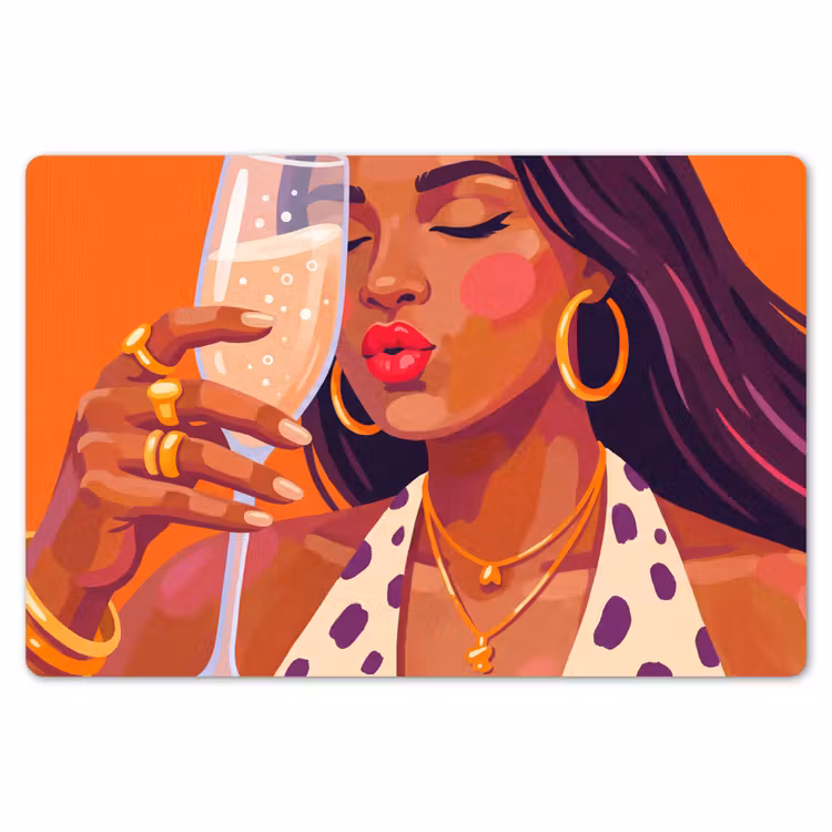 Placemat - 6 stuks - Vrouw - Champagne - Feest - Modern - Oranje — 7