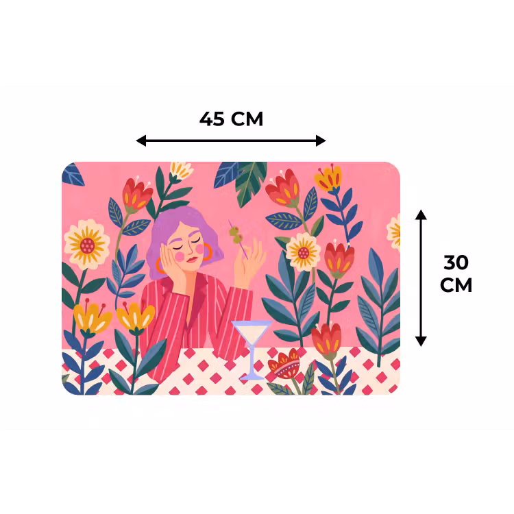 Placemat - 6 stuks - Vrouw - Cocktail - Bloemen - Modern - Roze — 3