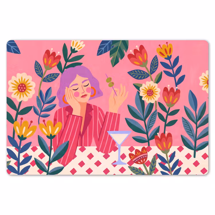 Placemat - 6 stuks - Vrouw - Cocktail - Bloemen - Modern - Roze — 7