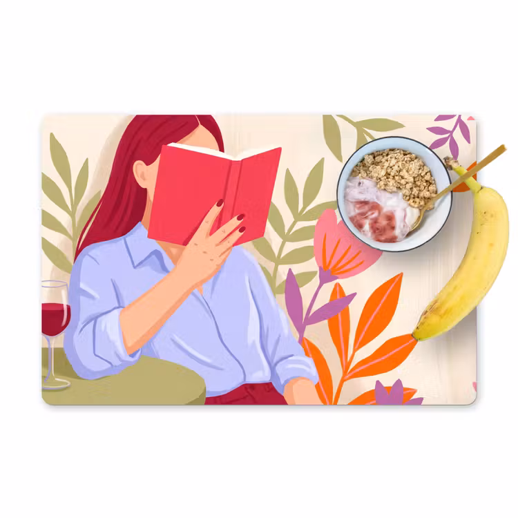 Placemat - 6 stuks - Vrouw - Lezen - Thuis - Modern - Bloemen — 1
