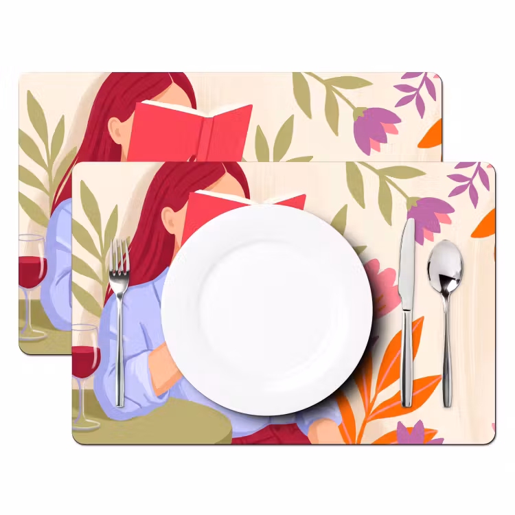 Placemat - 6 stuks - Vrouw - Lezen - Thuis - Modern - Bloemen — 2