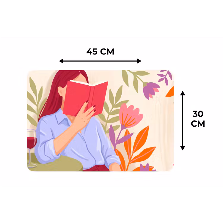 Placemat - 6 stuks - Vrouw - Lezen - Thuis - Modern - Bloemen — 3