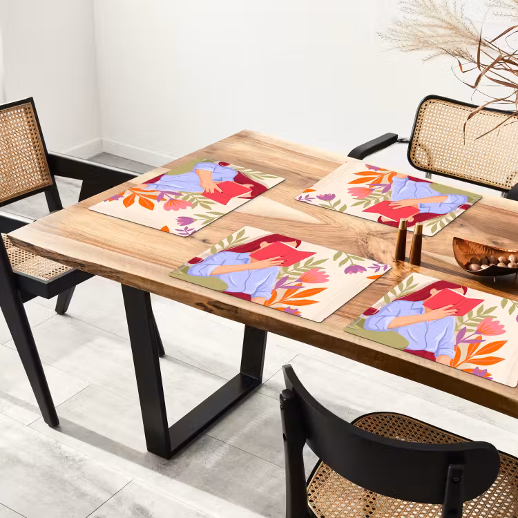 Placemat - 6 stuks - Vrouw - Lezen - Thuis - Modern - Bloemen — 5