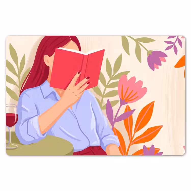 Placemat - 6 stuks - Vrouw - Lezen - Thuis - Modern - Bloemen — 7