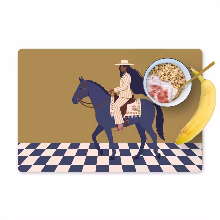 Placemat - 6 stuks - Vrouw - Paard - Rijden - Modern - Abstract — 1