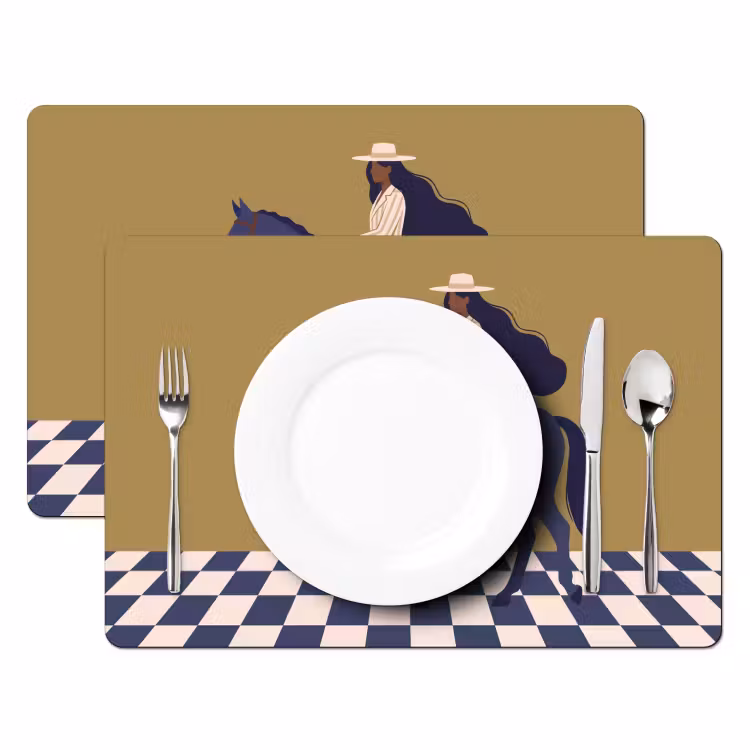 Placemat - 6 stuks - Vrouw - Paard - Rijden - Modern - Abstract — 2
