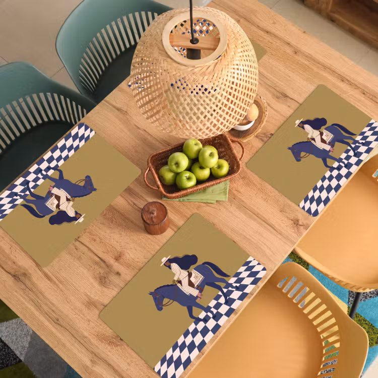 Placemat - 6 stuks - Vrouw - Paard - Rijden - Modern - Abstract — 6