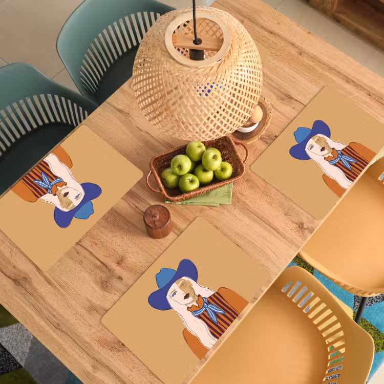 Placemat - 6 stuks - Vrouw - Portret - Abstract - Kleurrijk - Modern — 6