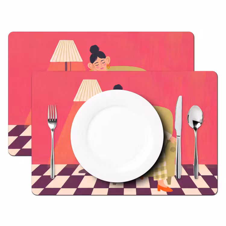 Placemat - 6 stuks - Vrouw - Rust - Interieur - Modern - Kunst — 2