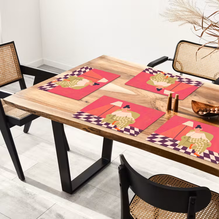 Placemat - 6 stuks - Vrouw - Rust - Interieur - Modern - Kunst — 5