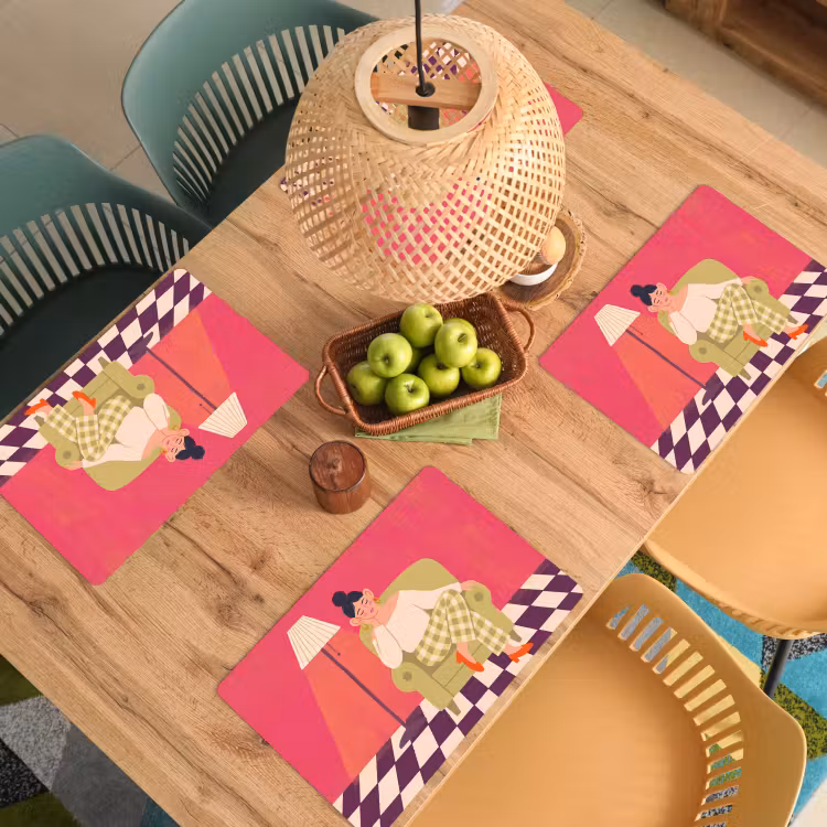 Placemat - 6 stuks - Vrouw - Rust - Interieur - Modern - Kunst — 6