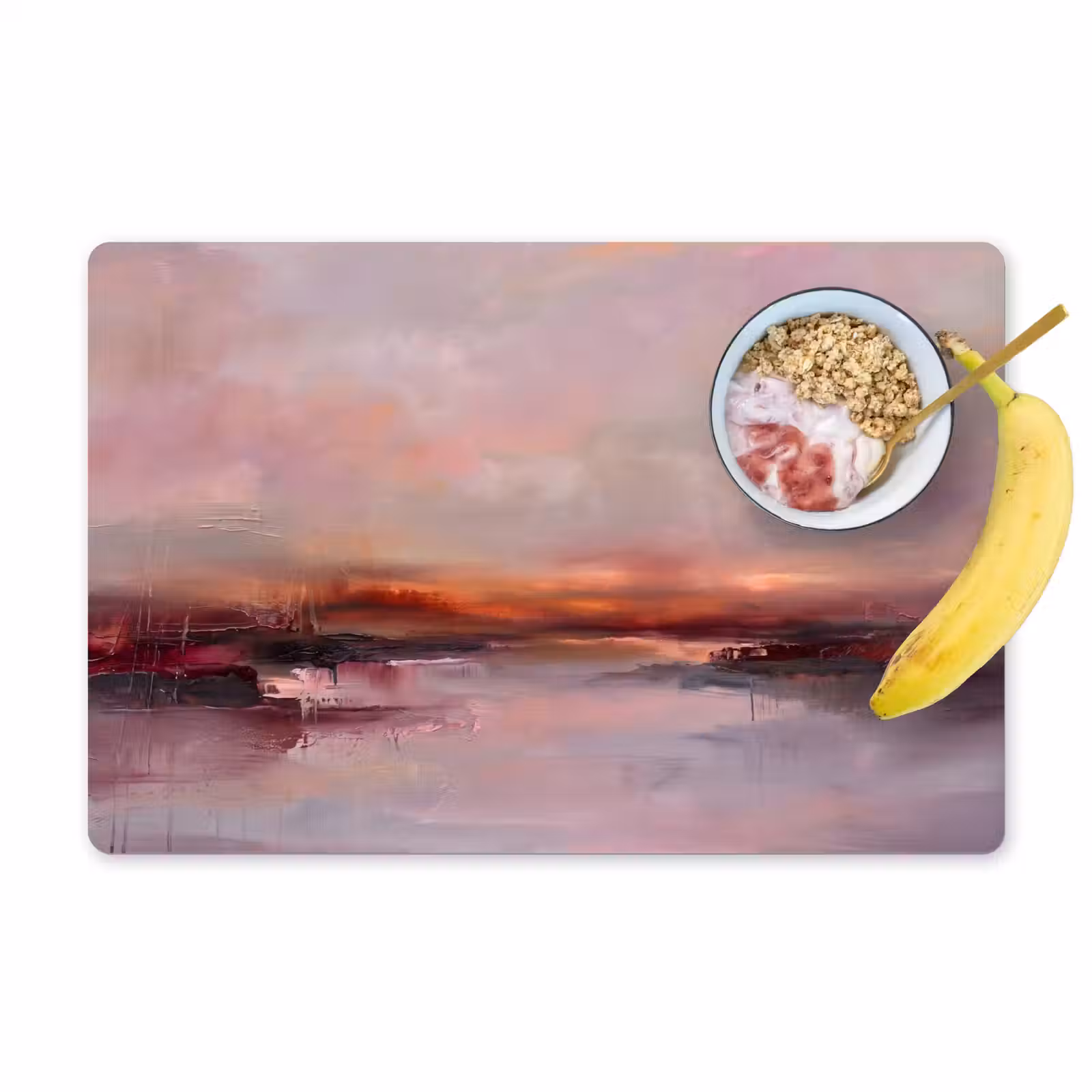 Placemat - 6 stuks - Landschap - Zonsondergang - Abstract - Modern - Roze — 1