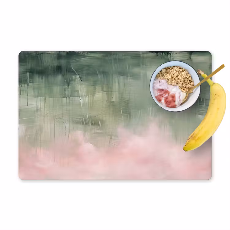 Placemat - 6 stuks - Kunst - Abstract - Modern - Groen - Roze — 1