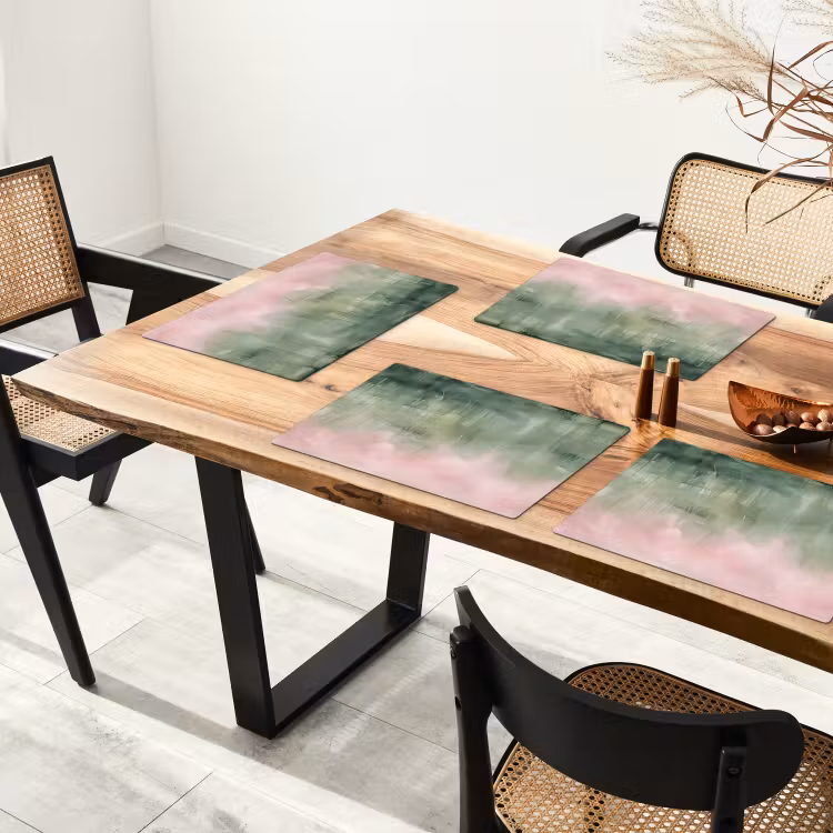Placemat - 6 stuks - Kunst - Abstract - Modern - Groen - Roze — 5