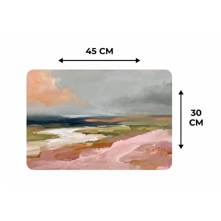 Placemat - 6 stuks - Landschap - Rivier - Abstract - Roze - Groen — 3