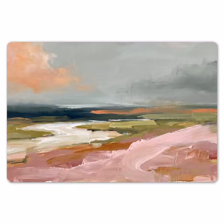 Placemat - 6 stuks - Landschap - Rivier - Abstract - Roze - Groen — 7