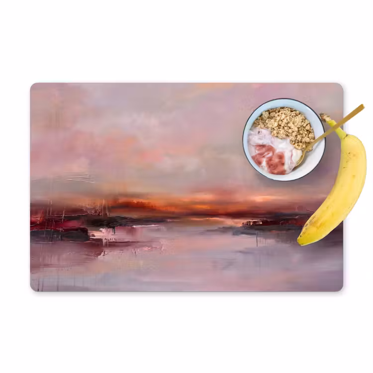Placemat - 6 stuks - Landschap - Zonsondergang - Abstract - Modern - Roze — 1