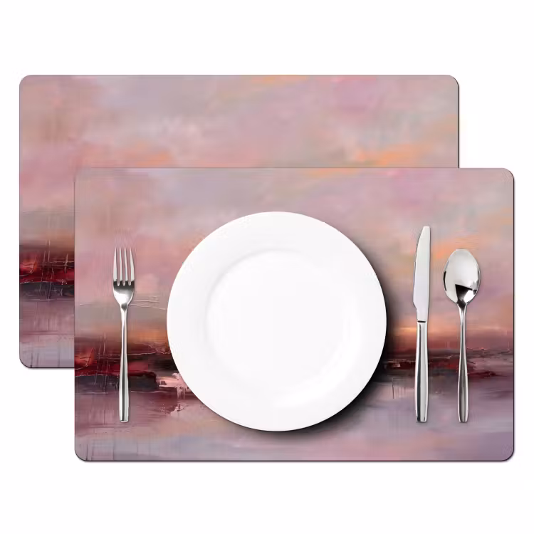 Placemat - 6 stuks - Landschap - Zonsondergang - Abstract - Modern - Roze — 2