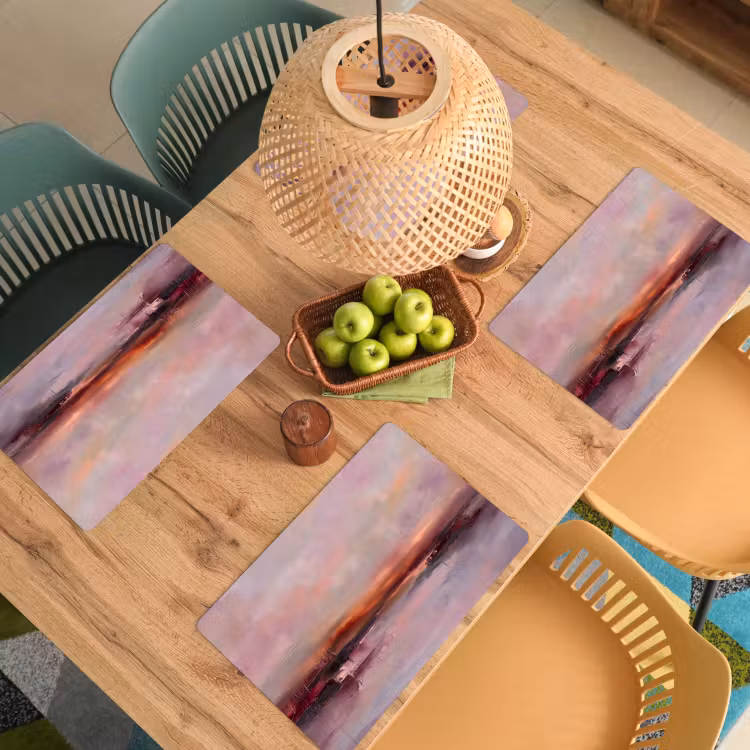 Placemat - 6 stuks - Landschap - Zonsondergang - Abstract - Modern - Roze — 6