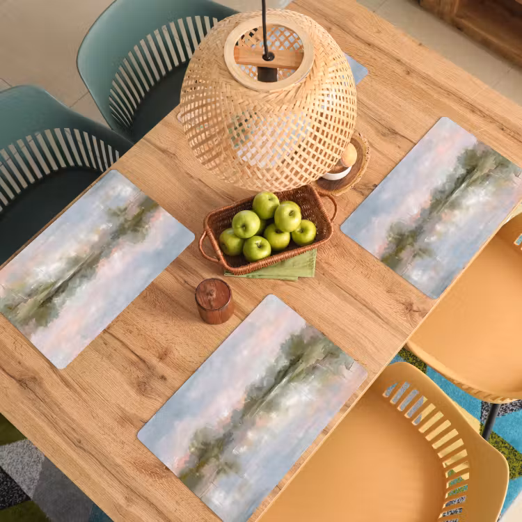 Placemat - 6 stuks - Natuur - Landschap - Abstract - Water - Groen — 6