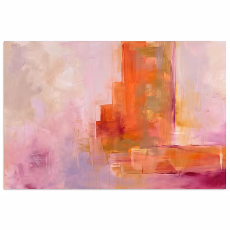 Poster - Abstract - Borstelstreken - Kunst - Paars - Goud — 1