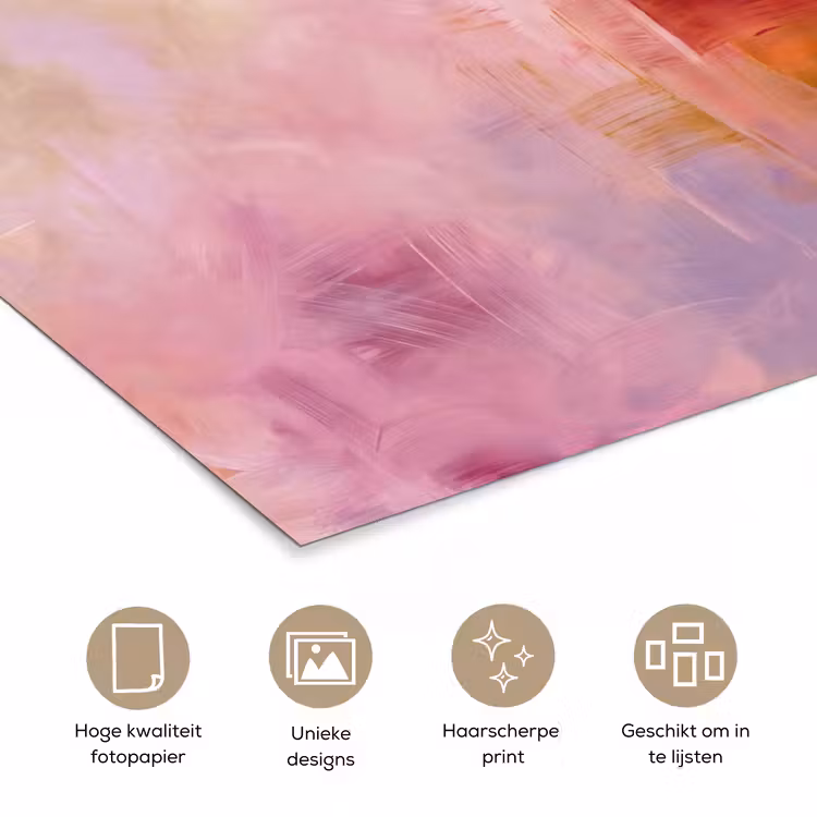 Poster - Abstract - Borstelstreken - Kunst - Paars - Goud — 5