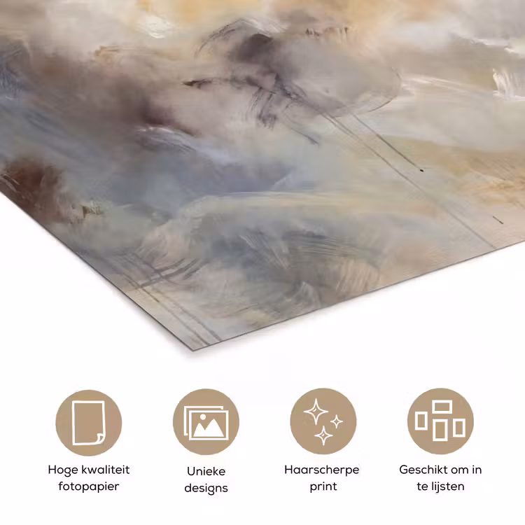 Poster - Abstract - Wolken - Sfeervol - Beige - Grijs — 5