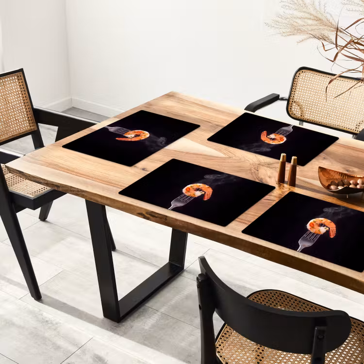 Placemat - 6 stuks - Eten - Garnaal - Vork — 5