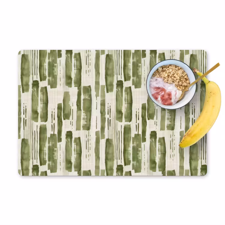 Placemat - 6 stuks - Groen - Abstract - Penseelstreken - Linnen - Patroon — 1