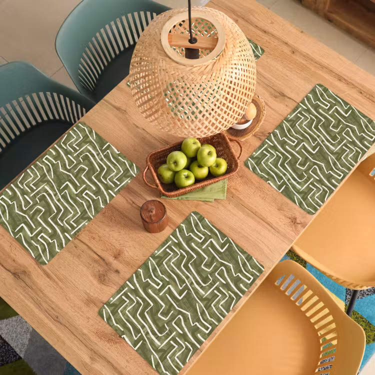 Placemat - 6 stuks - Groen - Abstract - Penseelstreken - Patroon — 6