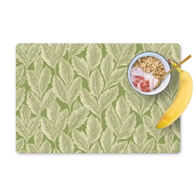 Placemat - 6 stuks - Groen - Botanisch - Bladeren - Vintage - Patroon — 1