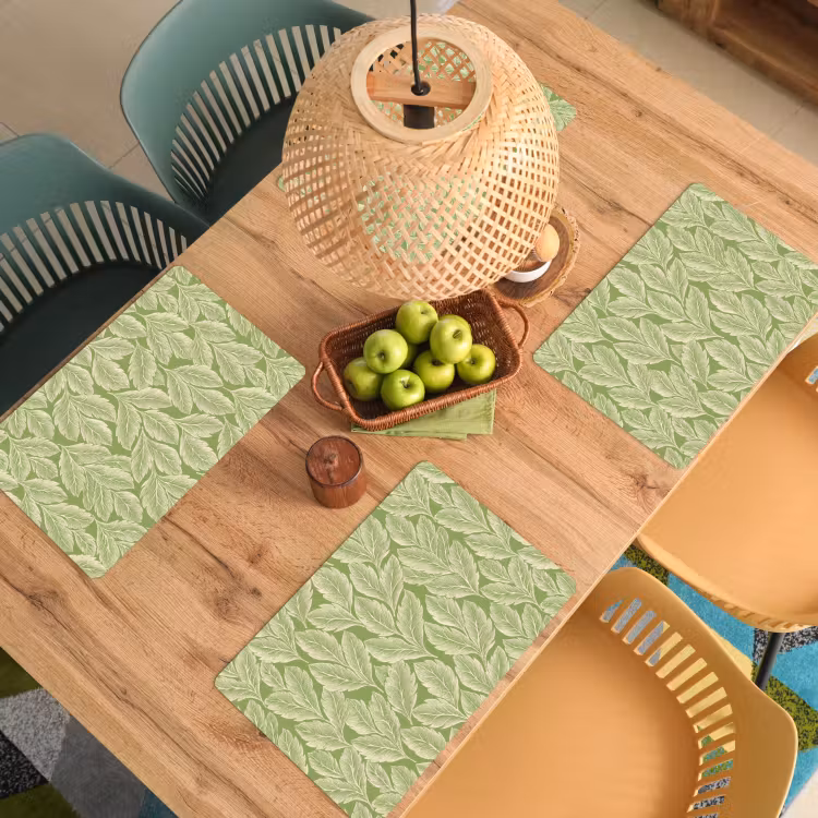 Placemat - 6 stuks - Groen - Botanisch - Bladeren - Vintage - Patroon — 6