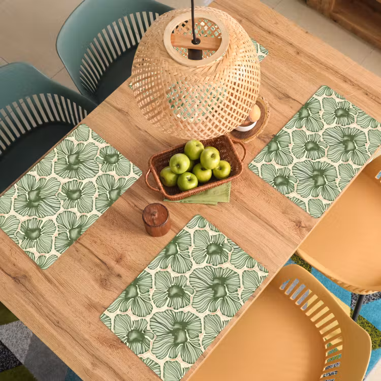 Placemat - 6 stuks - Groen - Botanisch - Bloemen - Organisch - Patroon — 6