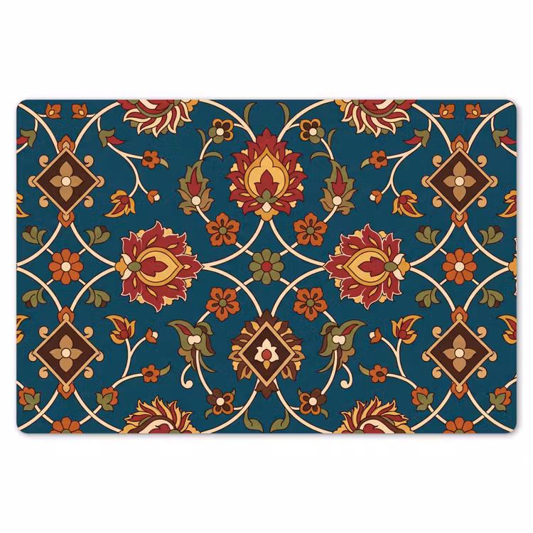 Placemat - 6 stuks - Ornament - Flora - Traditioneel - Klassiek - Blauwgroen — 7