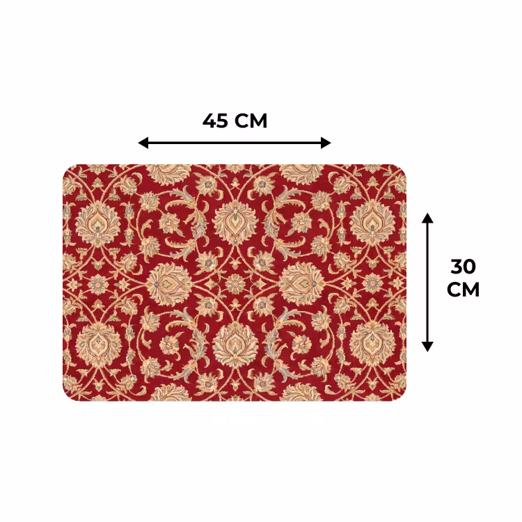 Placemat - 6 stuks - Patroon - Bloem - Klassiek - Oosters - Rood — 3